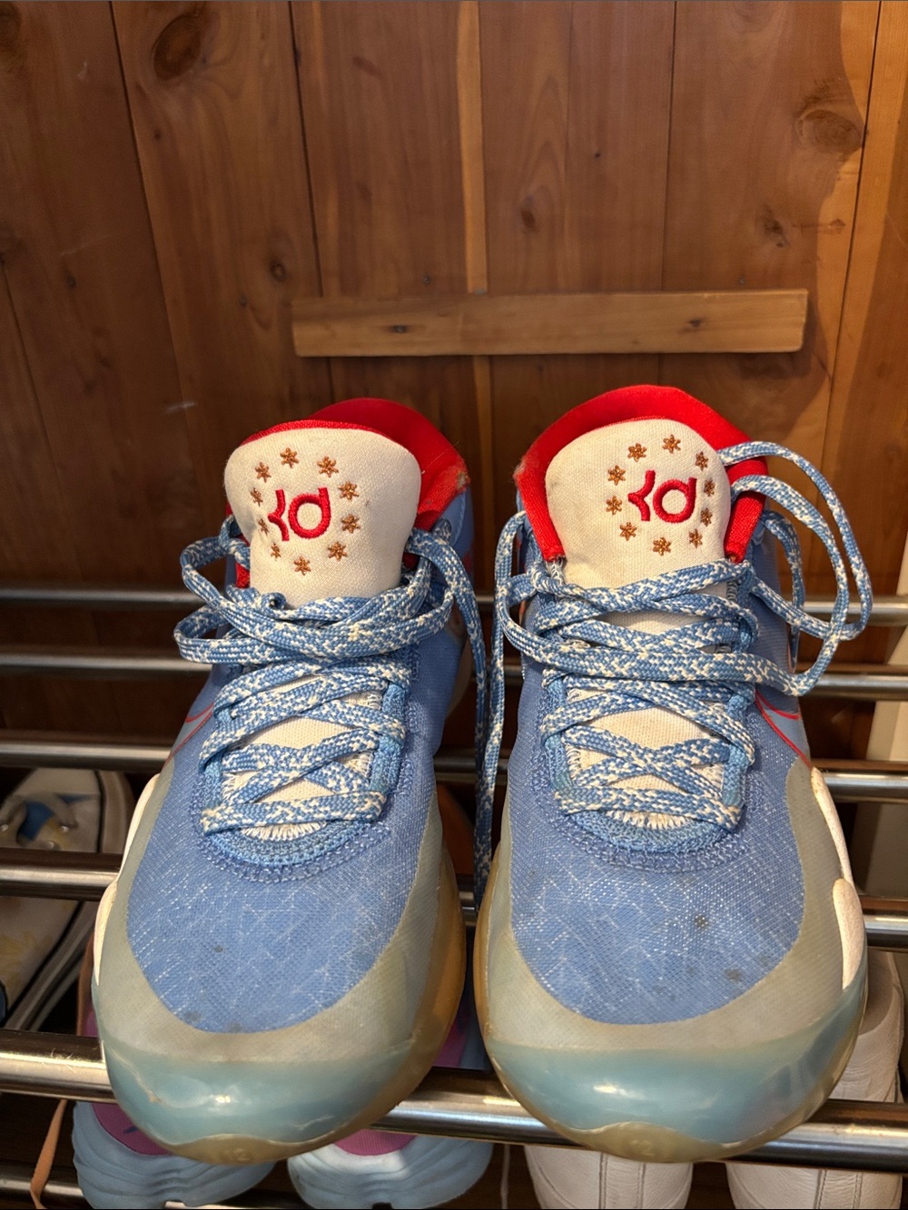 Nike KD Kids Red and Blue Basketball Shoes